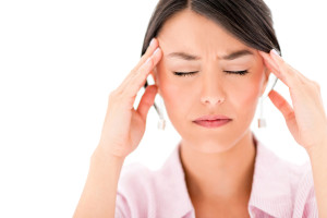 Frustrated woman with a headache
